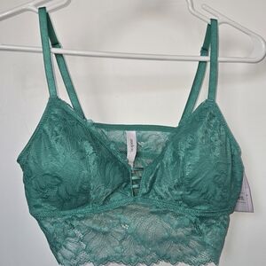 Auden Intimates Teal Lace Lightly Lined Longline Pullover Bralette Size M NWT